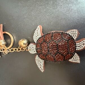 Bling Jewelry Brown and Clear Rhinestone Turtle Bag Charm